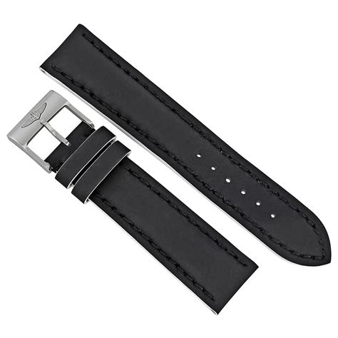 Breitling Black Leather Watch Band Strap 22mm 